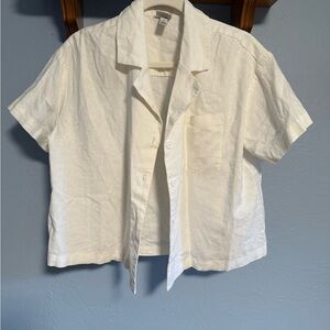 Cream Short Sleeve Button-Up Shirt